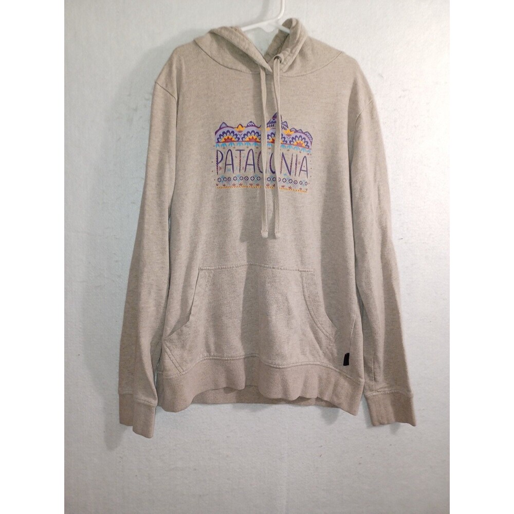 PATAGONIA Organic Cotton Hood Hoodie pullover jacket mountains ski XS Beige